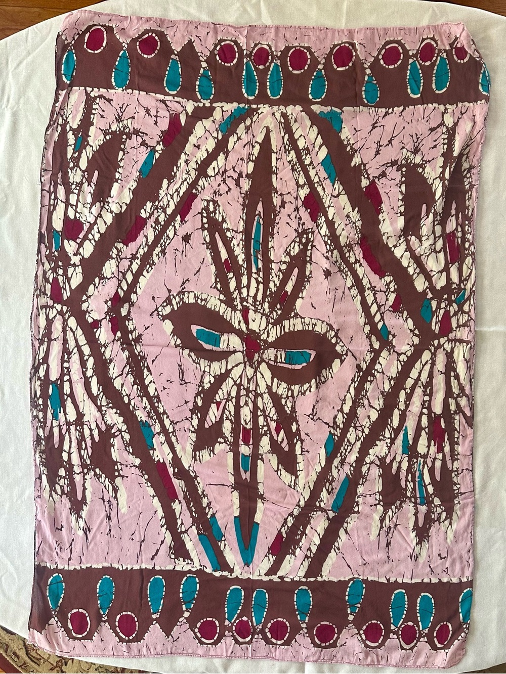 Vintage Handmade Batik Sarong / Wall Hanging - Earthy Pink & Brown